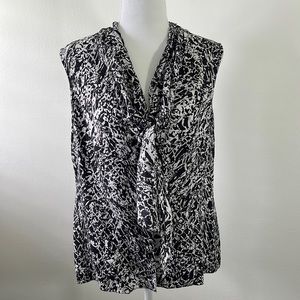 𝅺JONES New York Sleeveless Silk Blend Blouse Black White